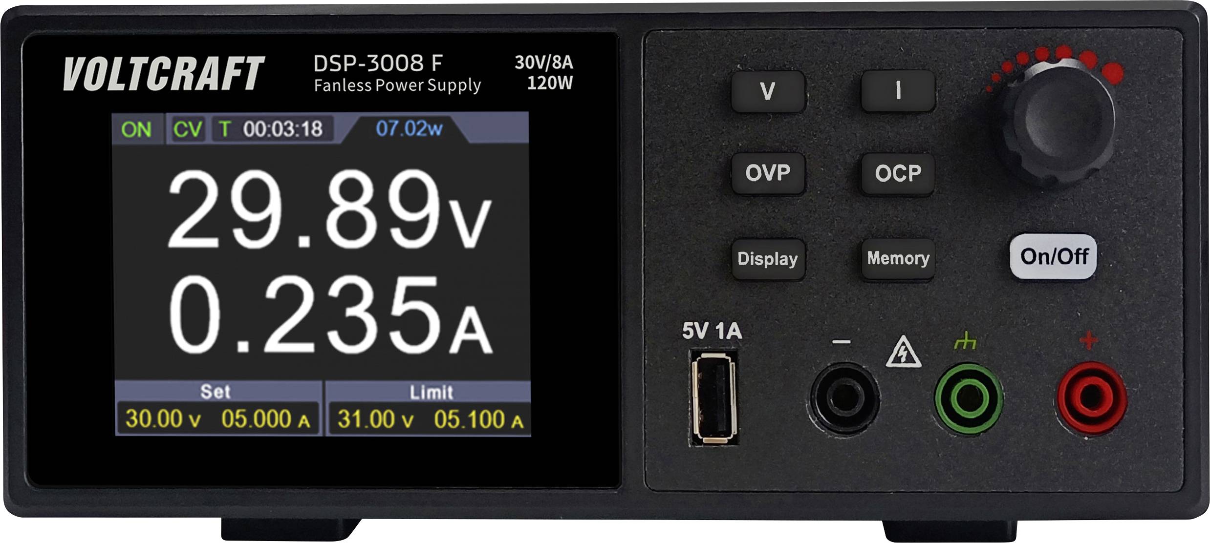Zasilacz laboratoryjny regulowany VOLTCRAFT DSP-3008 F 0 - 30 V 0 - 8 A 120 W Kalibracja (ISO) - obrazek 1