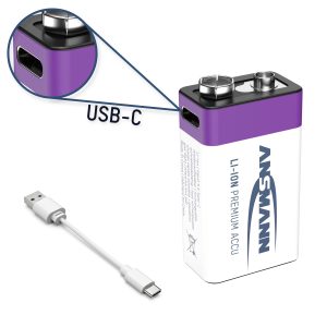 USB-C® Akku, Li-Ion Ansmann E-Block USB-C 1315-0005, 400 mAh, 9 V, 1 szt. USB-C® Akku, Li-Ion Ansmann E-Block USB-C 1315-0005, 400 mAh, 9 V, 1 szt.
