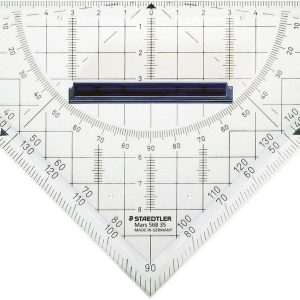 Staedtler Ekierka z kątomierzem 568 35 kryształowo-czysty Długość przeciwprostokątna: 22 cm