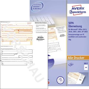 Avery-Zweckform Formularz przeniesienia SEPA-Überweisung DIN A4 Ilość arkuszy: 100 2817 Avery-Zweckform Formularz przeniesienia SEPA-Überweisung DIN A4 Ilość arkuszy: 100 2817