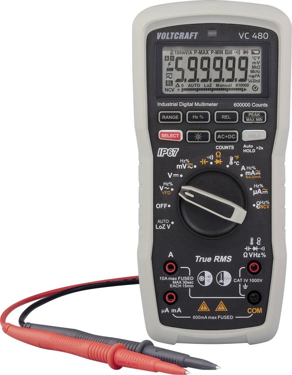 VOLTCRAFT VC 480 Multimetr Kalibracja (DAkkS) cyfrowy IP67, LoZ CAT IV 1000 V Wyświetlane liczby: 600000