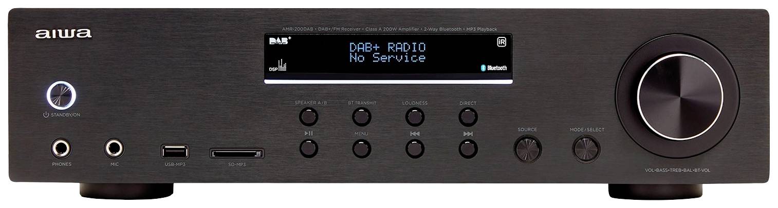 AiwaAMR-200DABOdbiornik AV2x100 WczarnyBluetooth®, DAB+, z głośnikiem, Obwód Głośników A / B, USB - obrazek 1