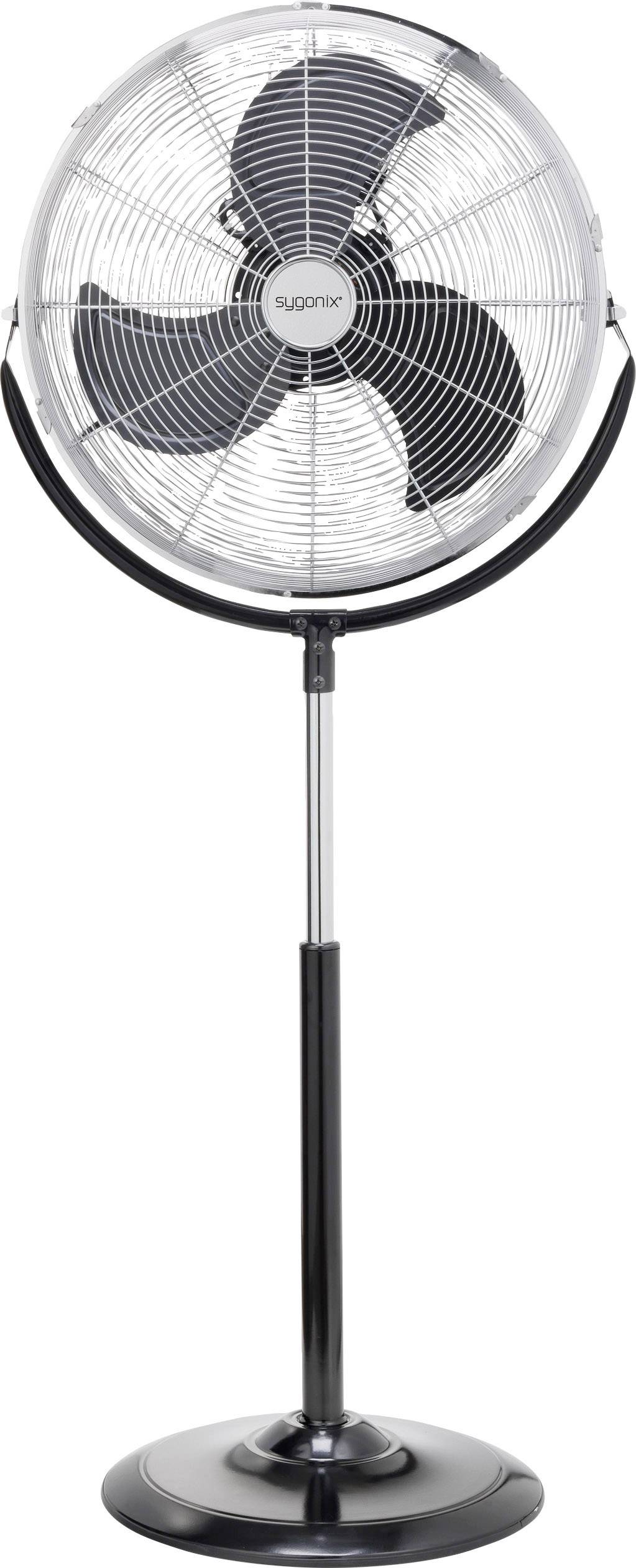 Sygonix FES-45A Wentylator stojący 140 W (S x W) 54 cm x 130 cm czarny, srebrny regulowana wysokość, zabezpieczenie prze - obrazek 1