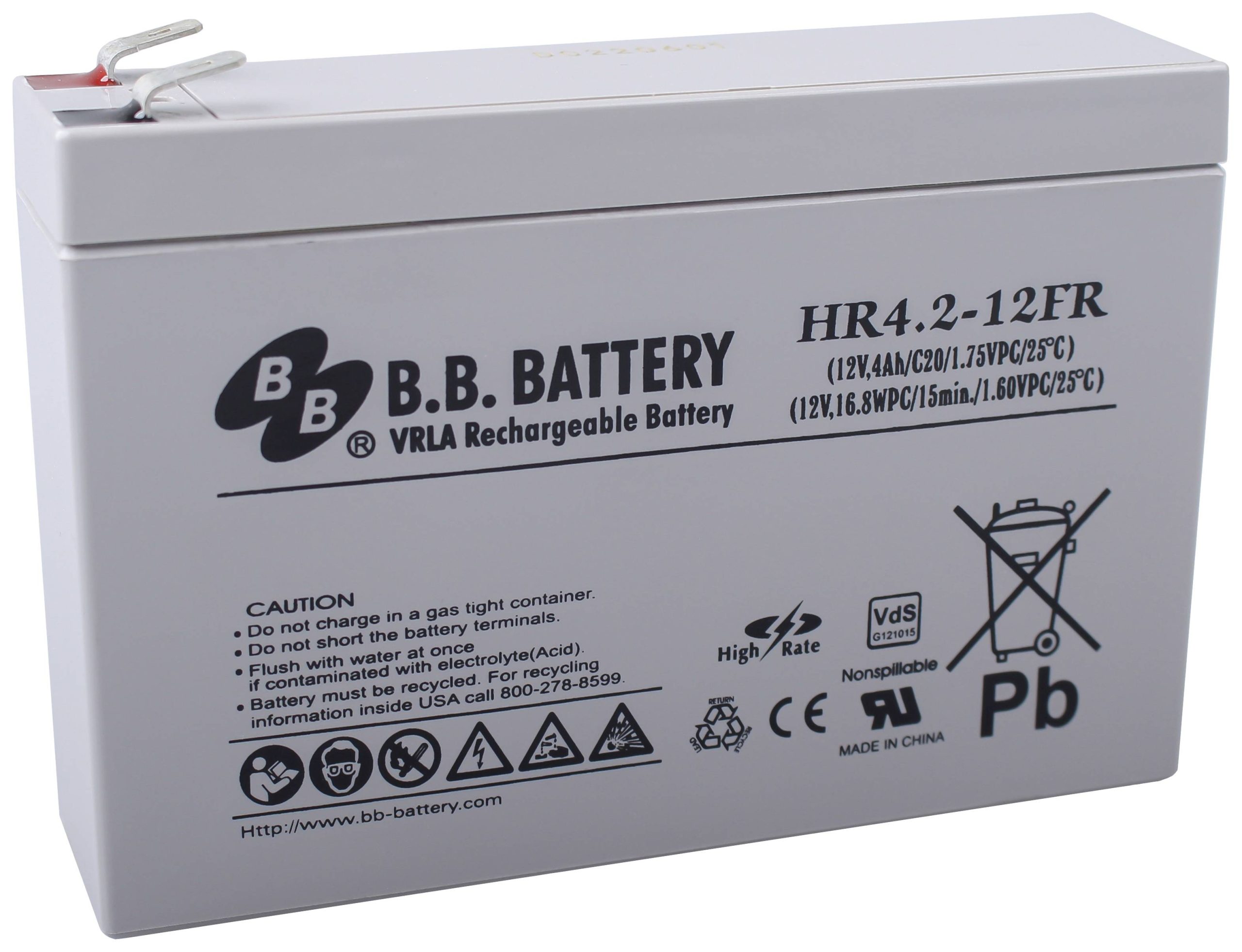Akumulator ołowiowy B.B. Battery B.B. HR4.2-12FR-VDS HR4.2-12FR, AGM, 12 V, 4200 mAh - obrazek 1
