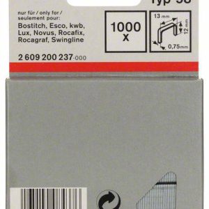 Zszywki z cienkiego drutu, typ 58, 13 x 0,75 x 12 mm, 1000 szt. Bosch Accessories 2609200237, N/A, Wymiary (D x S) 12 mm Zszywki z cienkiego drutu, typ 58, 13 x 0,75 x 12 mm, 1000 szt. Bosch Accessories 2609200237, N/A, Wymiary (D x S) 12 mm