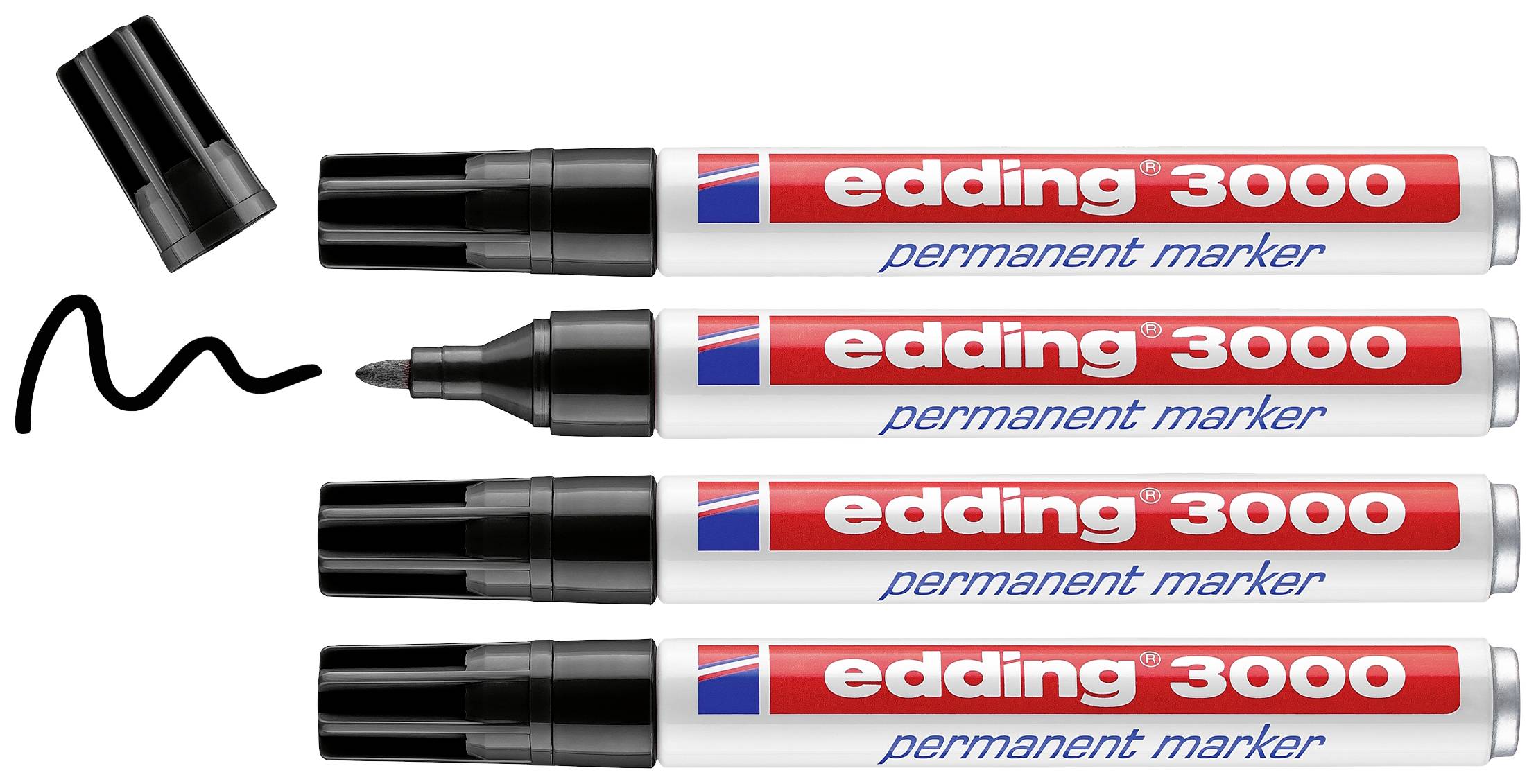 Edding Permanentmarker 4-3000-4-1001 Marker permanentny czarny Wodoodporny: Tak - obrazek 1