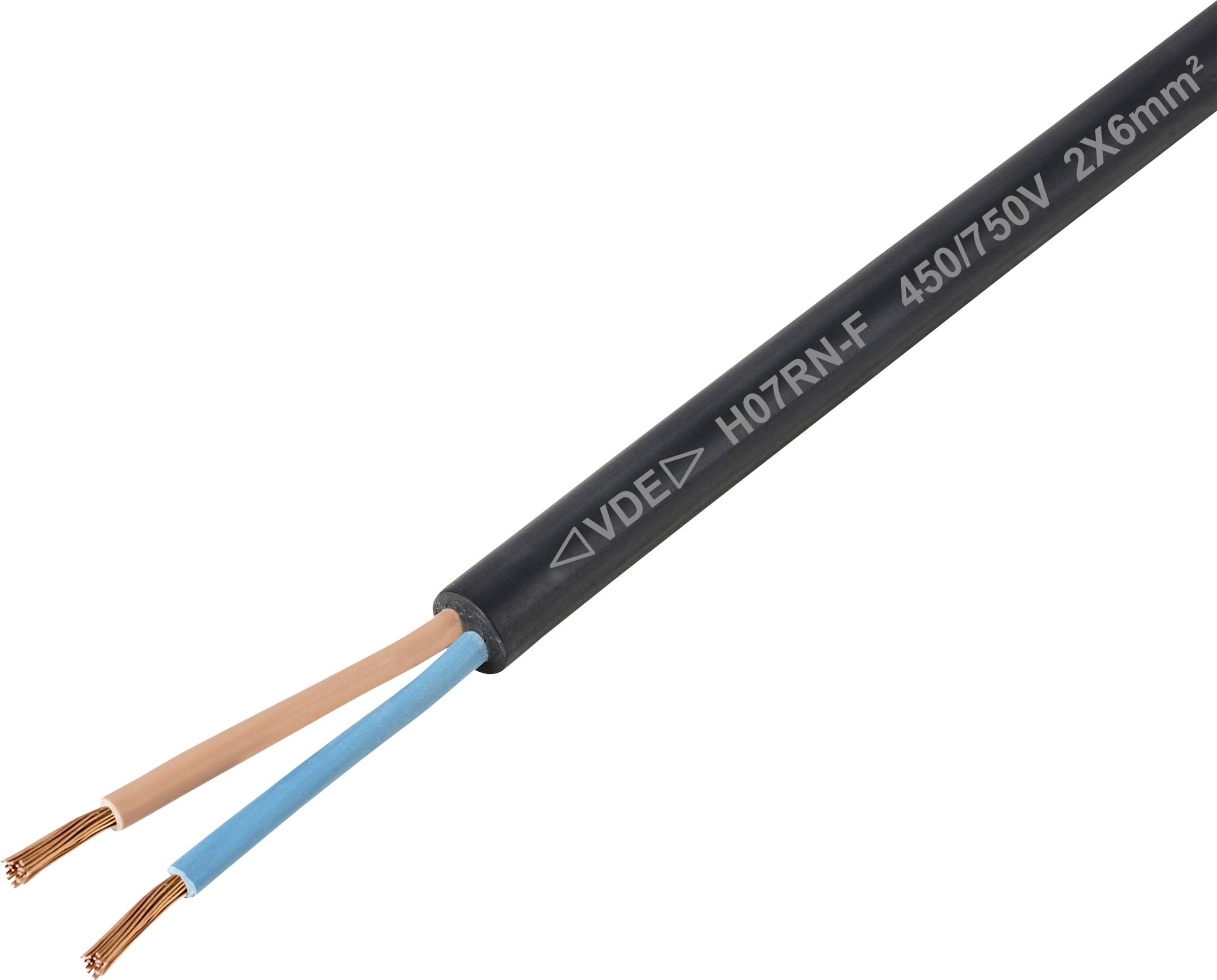 Przewód z gumowym płaszczem TRU COMPONENTS TC-11594932, 2 x 6 mm², Linka, Produkty w metrach bieżących, czarny - obrazek 1