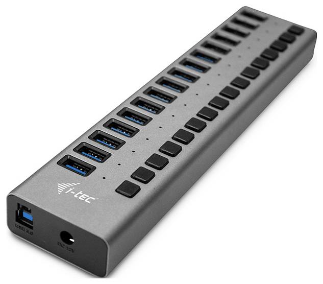 i-tec U3CHARGEHUB16 USB-Hub 16 Portów USB-A USB 3.0 5 GBit/s szary Charging Hub - obrazek 1