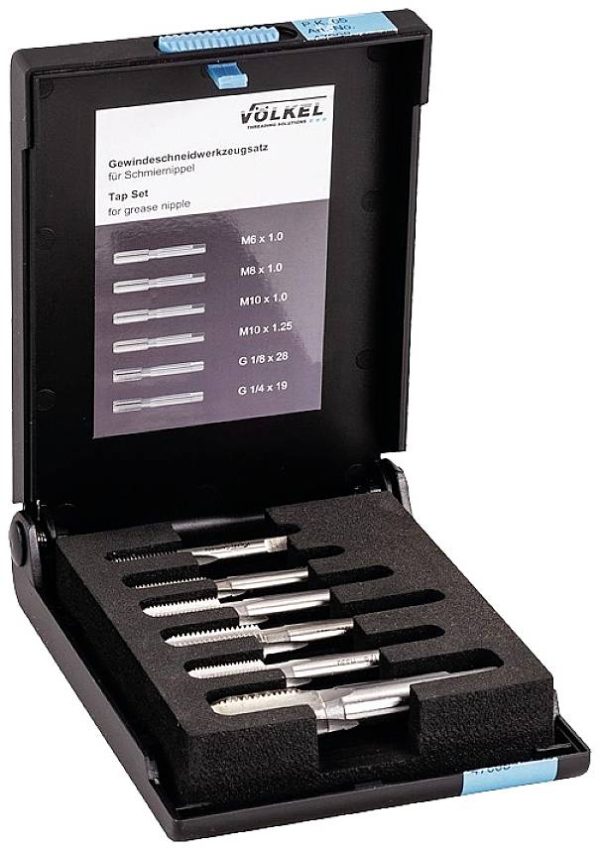 Zestaw gwintowników Völkel 47008 metryczny M6 x 1, M8 x 1, M10 x 1, M10 x 1.25, G1/8″, G1/4″