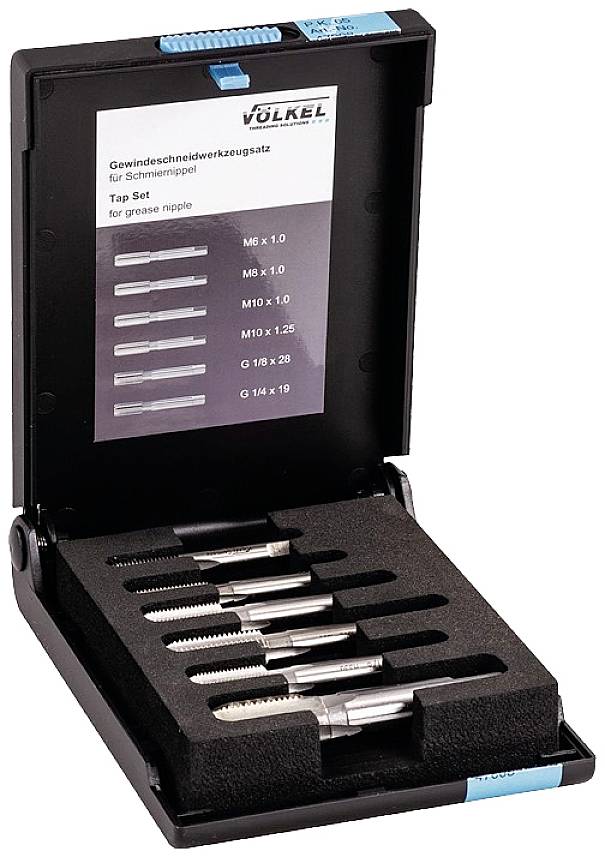 Zestaw gwintowników Völkel 47008 metryczny M6 x 1, M8 x 1, M10 x 1, M10 x 1.25, G1/8", G1/4" - obrazek 1