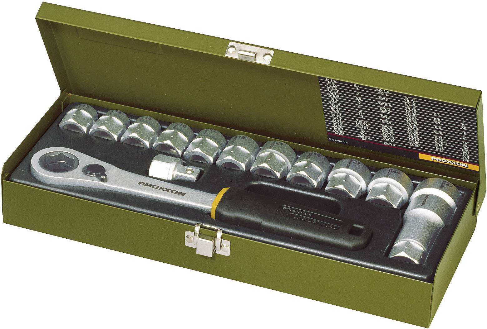 Klucze nasadowe z grzechotką przelotową Proxxon Industrial 23604, 1/2" (12.5 mm), 14 szt. - obrazek 1