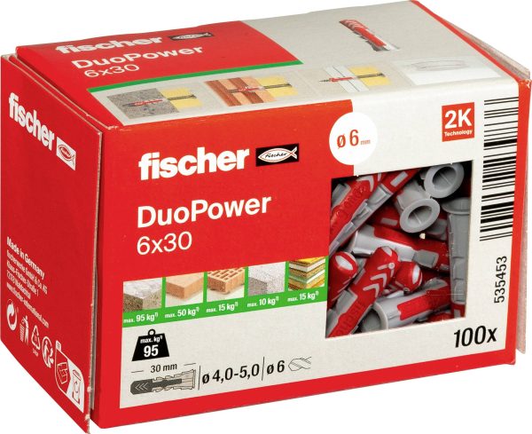 Fischer 535453 DUOPOWER 6×30 LD Kołek 2-komponentowy 30 mm 6 mm 100 szt.