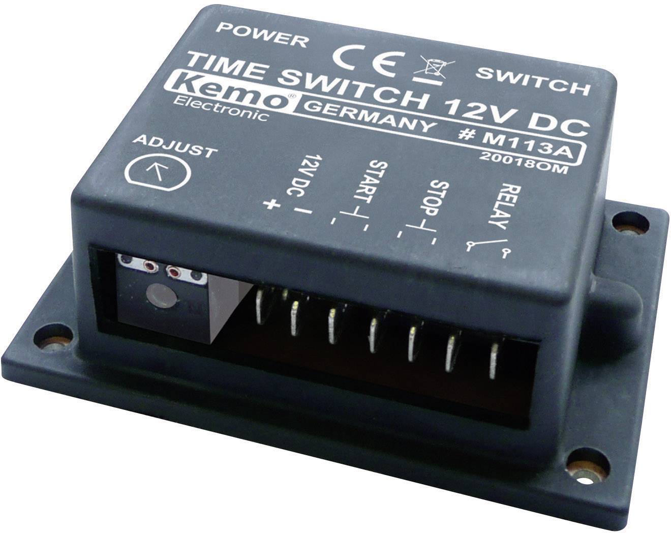 Wyłącznik czasowy Kemo M113A, zakres 2 s - 23 min, 12 - 15 V/DC - obrazek 1