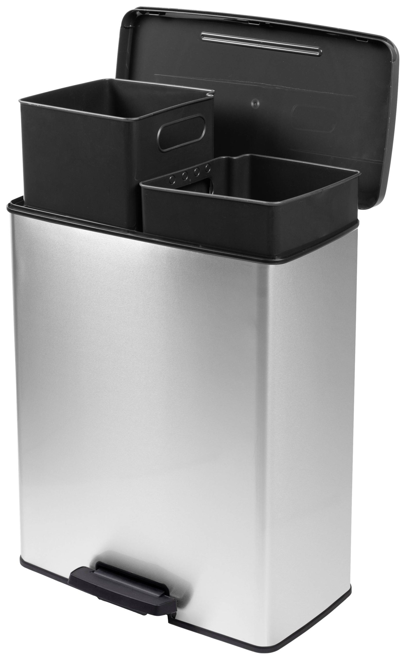 Curver Deco bin slim 254619 Kosz na śmieci 52 l (S x W x G) 486 x 615 x 284 mm srebrny, czarny 1 szt. - obrazek 1