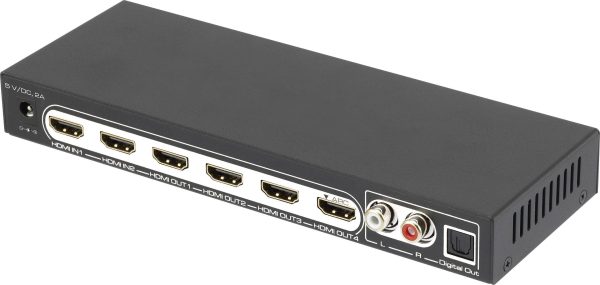 Splitter HDMI SpeaKa Professional SP-5988728, z gniazdami audio, z pilotem zdalnego sterowania, Ilość wejść: 2 x, Ilość