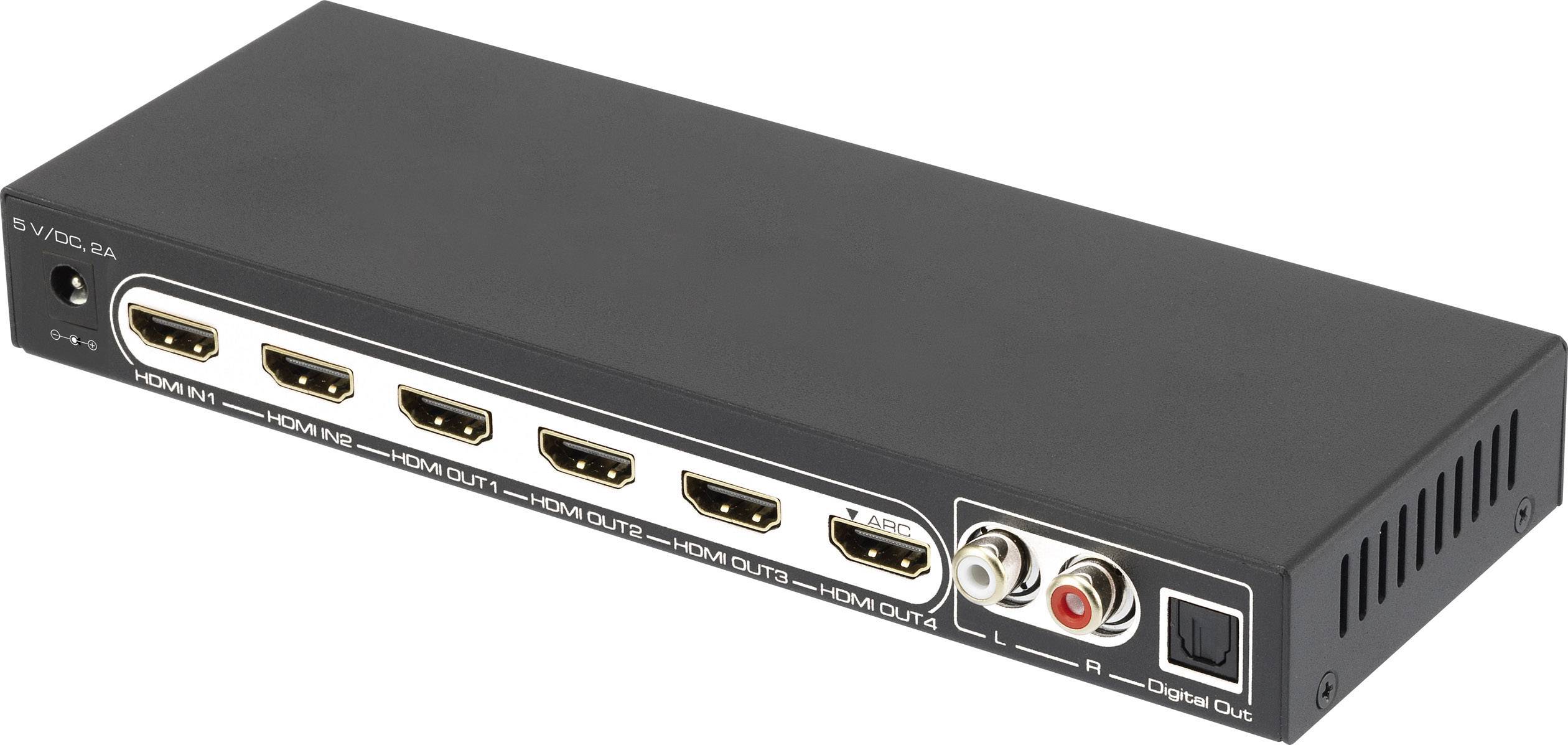 Splitter HDMI SpeaKa Professional SP-5988728, z gniazdami audio, z pilotem zdalnego sterowania, Ilość wejść: 2 x, Ilość - obrazek 1