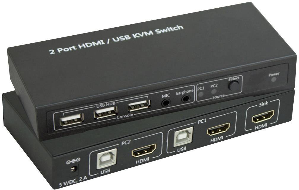 Przełącznik KVM, HDMI SpeaKa Professional SP-4330460, USB, 1920 x 1080 Pixel, 3840 x 2160 Pixel, Ilość przełączalnych PC - obrazek 1