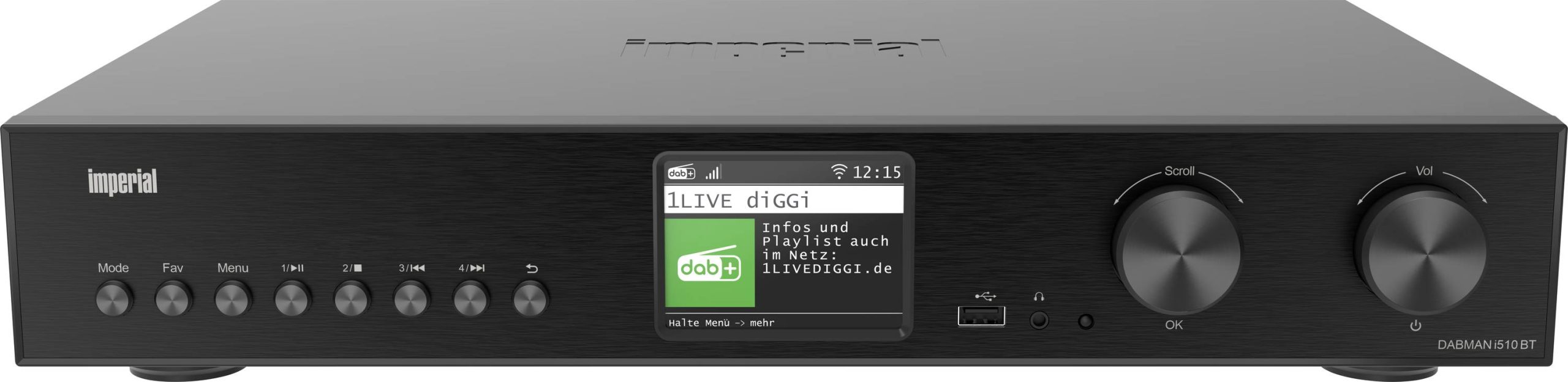 Tuner HiFi, radio internetowe Imperial DABMAN i510 BT V2 czarny Bluetooth®, DAB+, USB, WLAN, radio Internetowe - obrazek 1