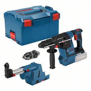 Bosch Professional GBH 18V-26F + GDE SDS-Plus-Młotowiertarka akumulatorowa 18 V Li-Ion bez akumulatora, bez ładowarki, z Bosch Professional GBH 18V-26F + GDE SDS-Plus-Młotowiertarka akumulatorowa 18 V Li-Ion bez akumulatora, bez ładowarki, z