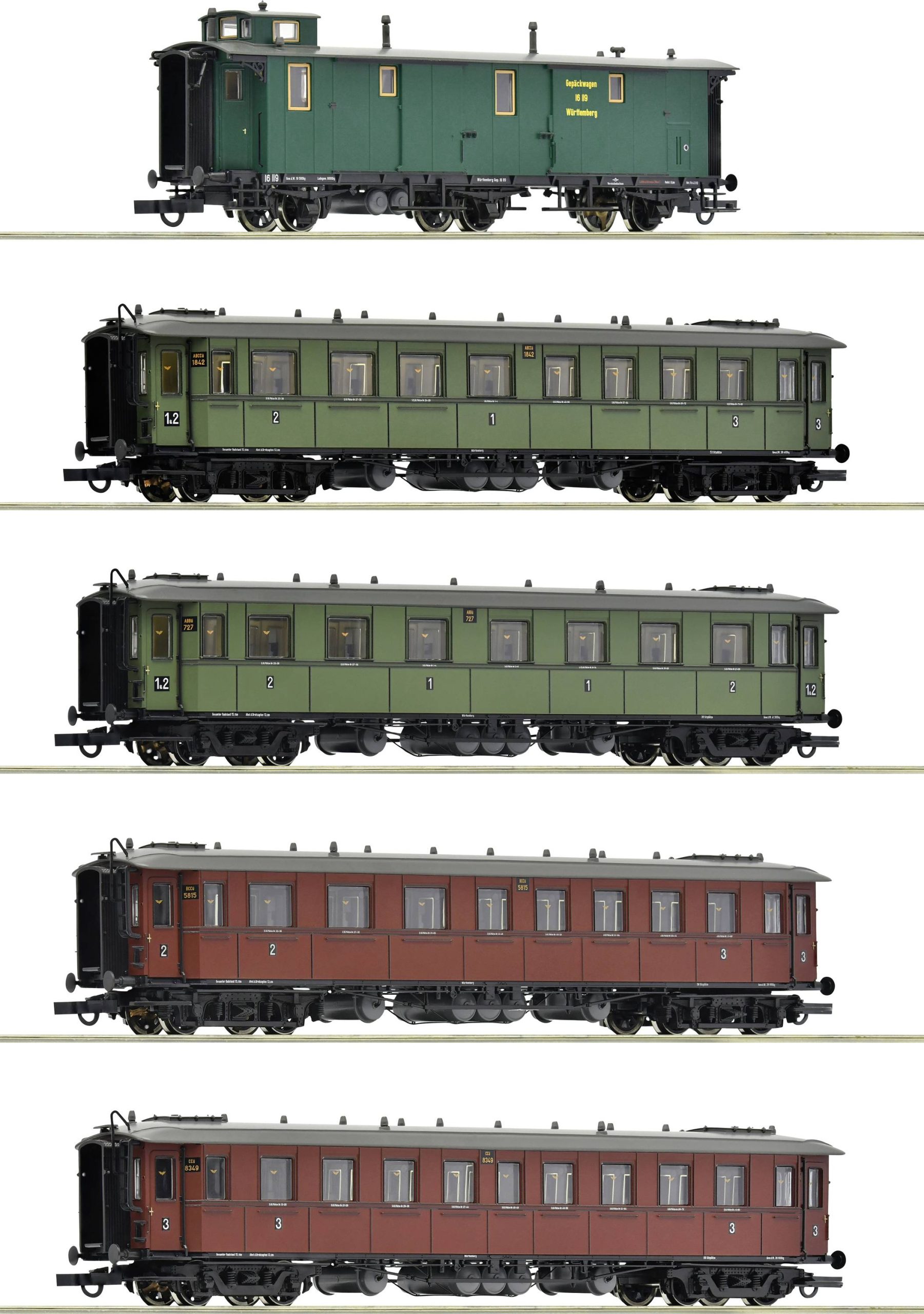Wagon osobowy Roco 6200076 H0 5-częściowy zestaw pociągów ekspresowych z KWSt.E. - obrazek 1