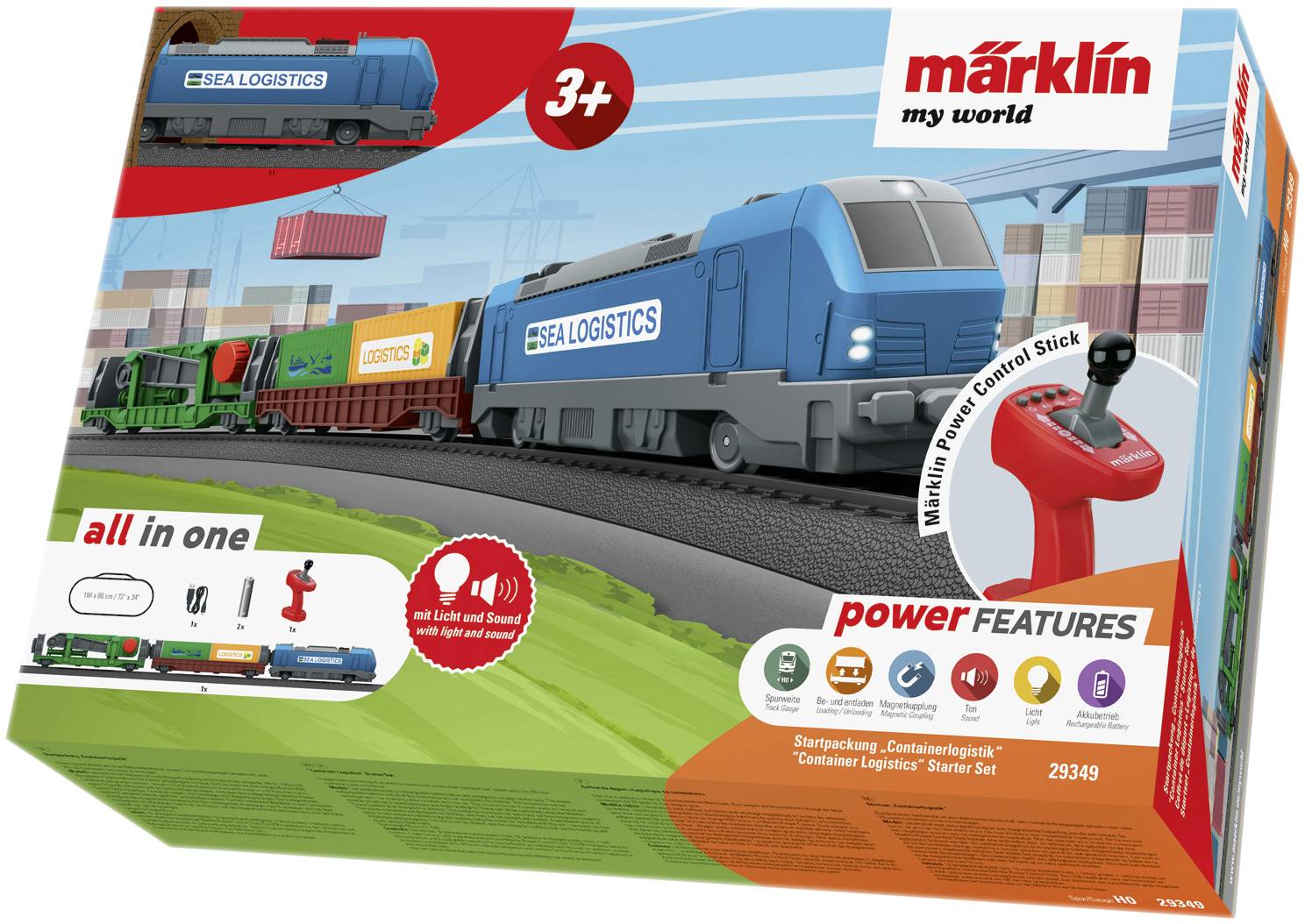 Pociąg towarowy Märklin World 29349 H0 Zestaw startowy Logistyka kontenerowa - obrazek 1