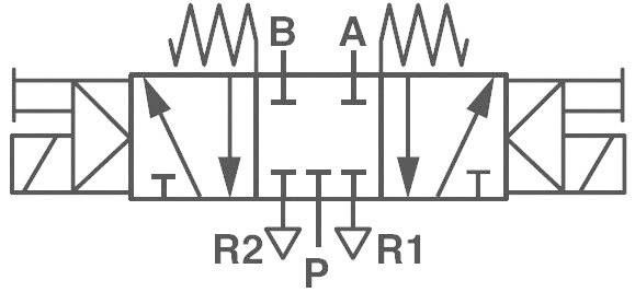 Zawór elektropneumatyczny Norgren V50A611A-A213A In-Line 5/3-drożny APB G1/8
