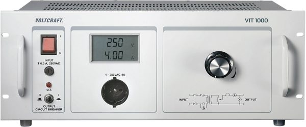 Transformator separacyjny, laboratoryjny regulowany VOLTCRAFT VIT 1000, Kalibracja: fabryczna (bez certyfikatu)
