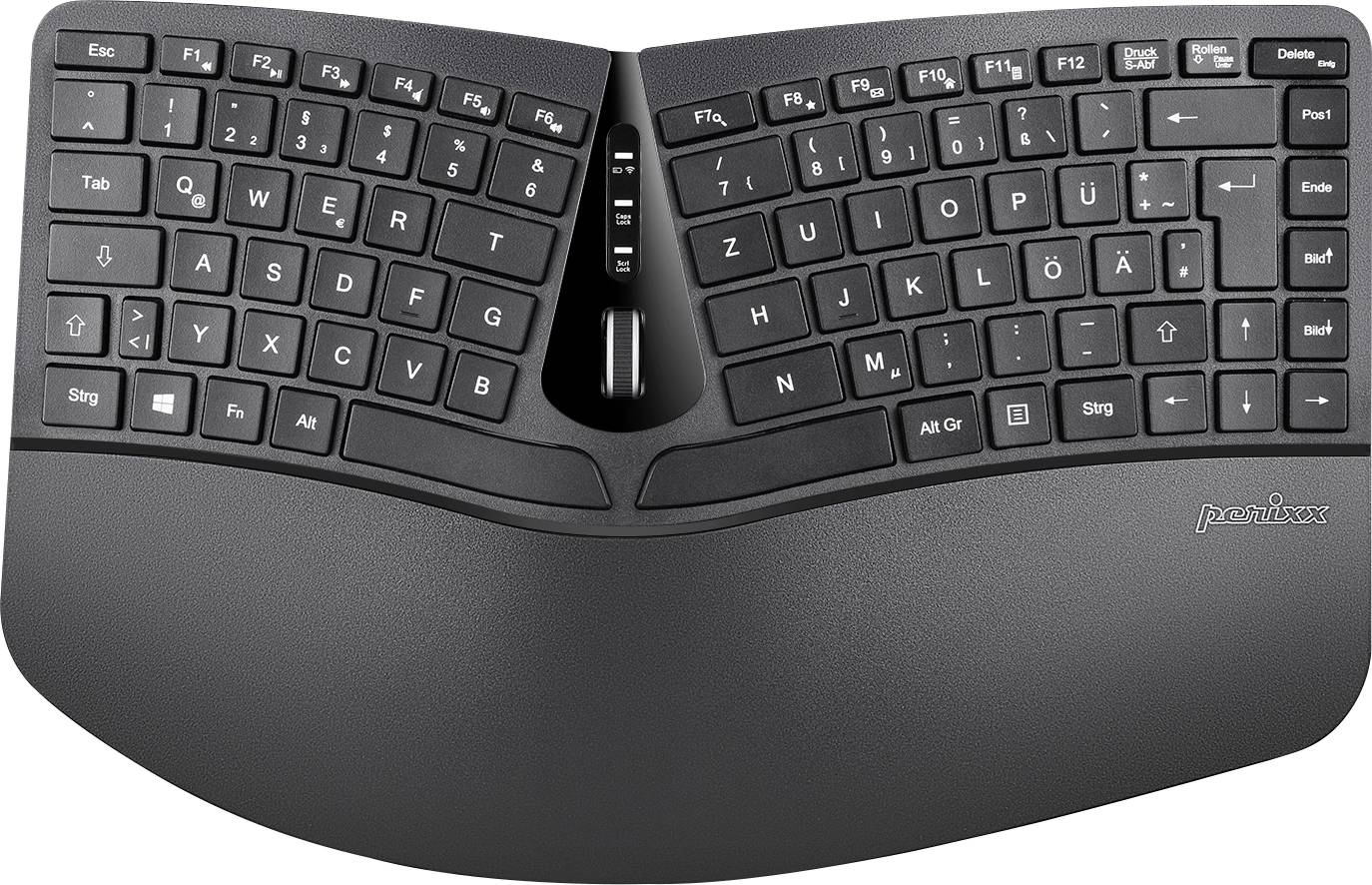 Klawiatura, zestaw myszy Perixx Ergonomisch Ergonomiczne Niemiecki, QWERTZ czarny - obrazek 1