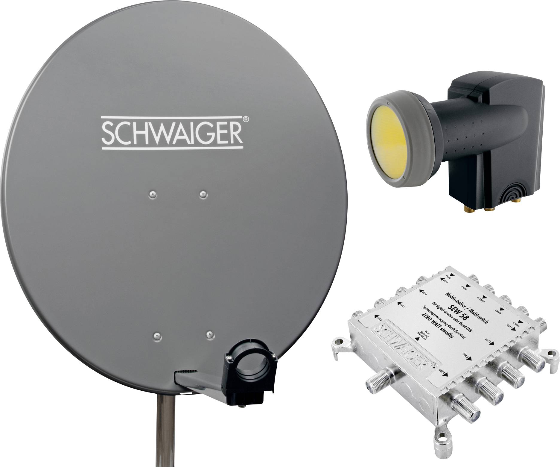 Schwaiger SPI9961SET5 Antena satelitarna bez odbiornika Ilość uczestników: 8 80 cm - obrazek 1