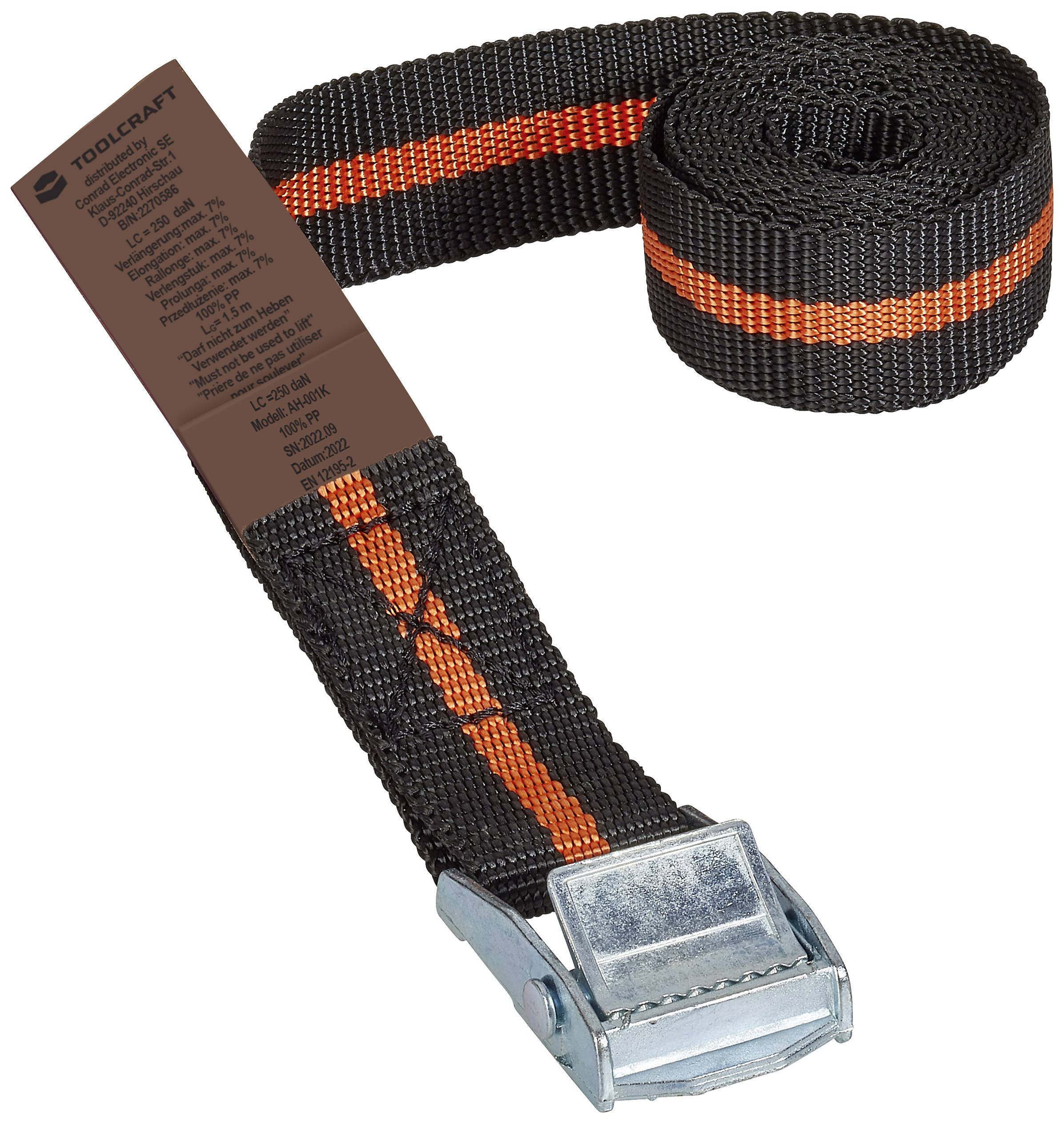 TOOLCRAFT TO-6811758 Pas zaciskowy Siła pociągowa LC mocowanie (indywidualnie / bezpośredni)=125 daN (D x S) 1.5 m x 25 - obrazek 1