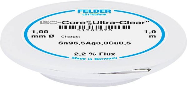 Cyna lutownicza Felder ISO-Core „Ultra Clear” SAC305 szpula Sn96,5Ag3Cu0,5 1 mm