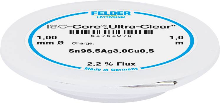 Cyna lutownicza Felder ISO-Core "Ultra Clear" SAC305 szpula Sn96,5Ag3Cu0,5 1 mm - obrazek 1