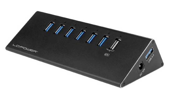 LC Power LC-HUB-2B-7 USB-Hub 6 Portów USB-A USB 3.0 5 GBit/s czarny LC-HUB-ALU-2B-7