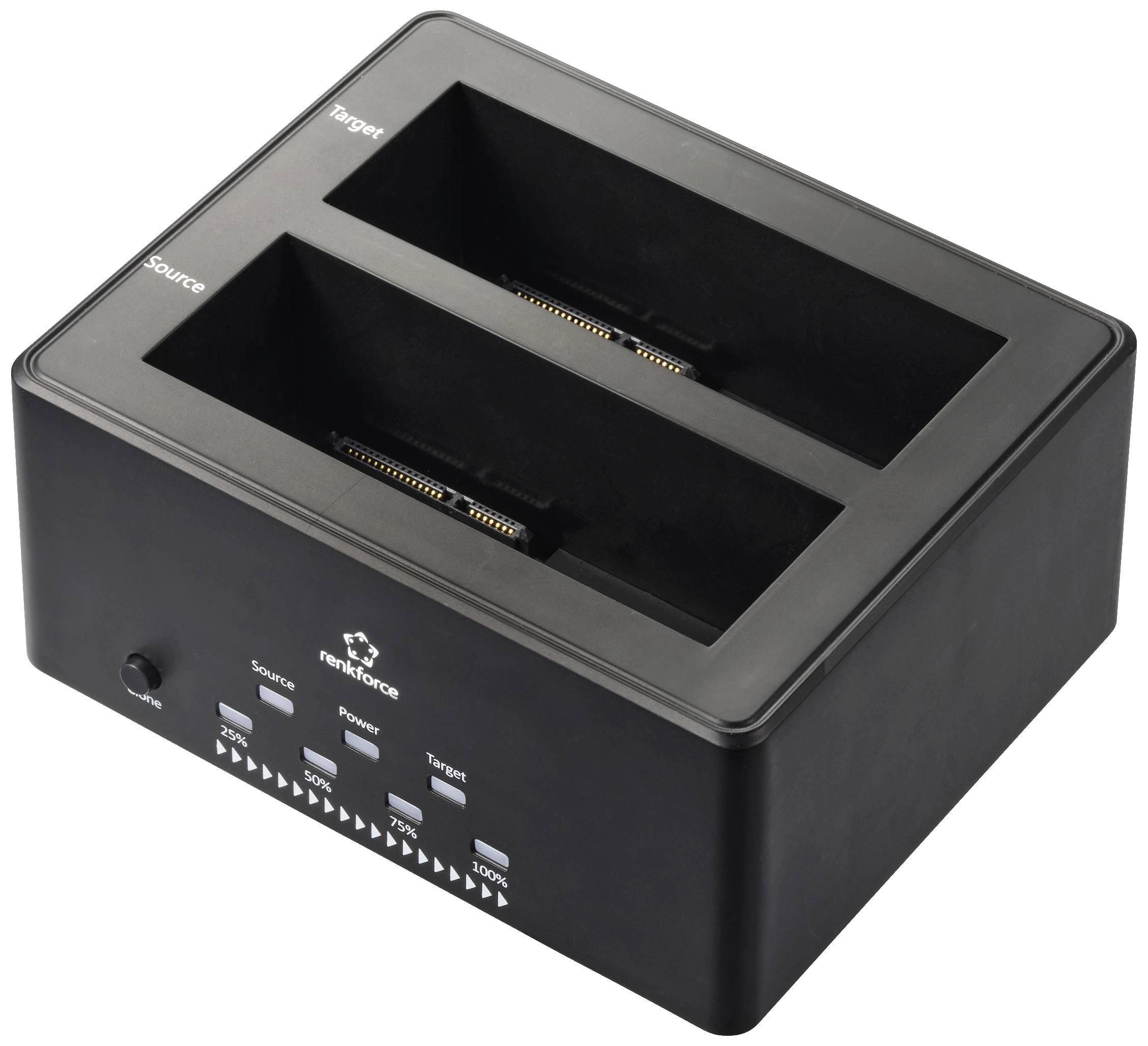 Renkforce RF-5576398 USB 3.2 Gen 1 SATA 2 Porty z funkcją klonowania, z funkcją usuwania - obrazek 1