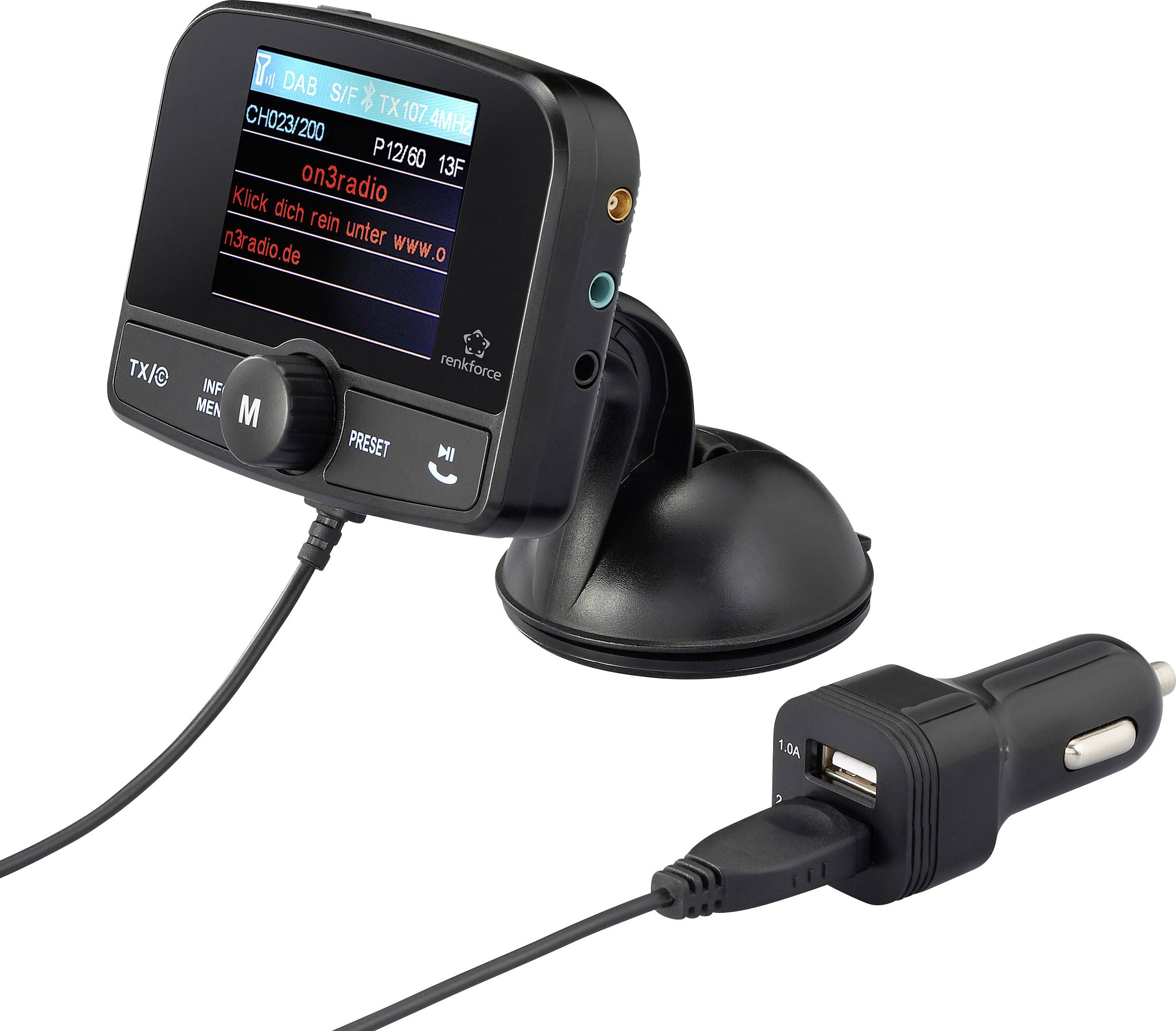 Odbiornik DAB+ Renkforce RF-CRDAB-100 uchwyt z przyssawką, strumieniowe przesyłanie muzyki Bluetooth - obrazek 1
