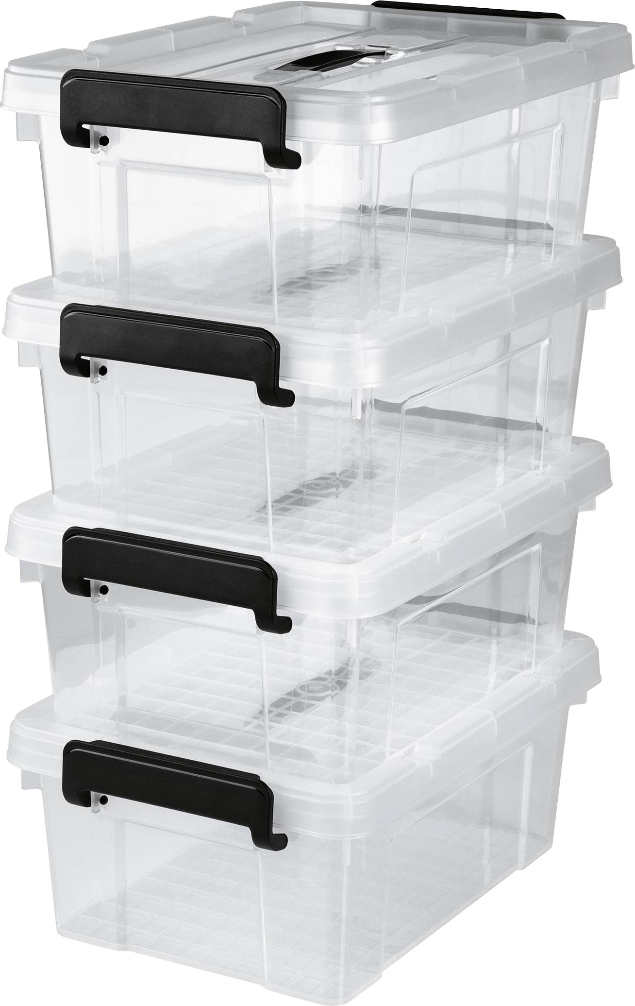 easymaxx 15016 pojemniki magazynowe przeźroczysty, czarny 4 szt. - obrazek 1