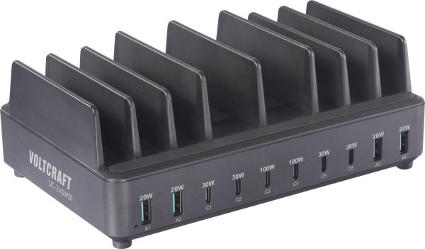 VOLTCRAFT UC-240W01 Stacja ładowania USB 240 W 6x USB-C®, 4x USB-A Fast Charge, Quick Charge, Power Delivery czarny dom