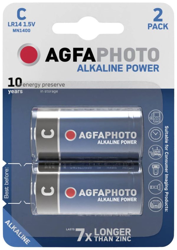 Bateria C/R14 AgfaPhoto LR14 LR14, alkaliczno-manganowe, 2 szt.