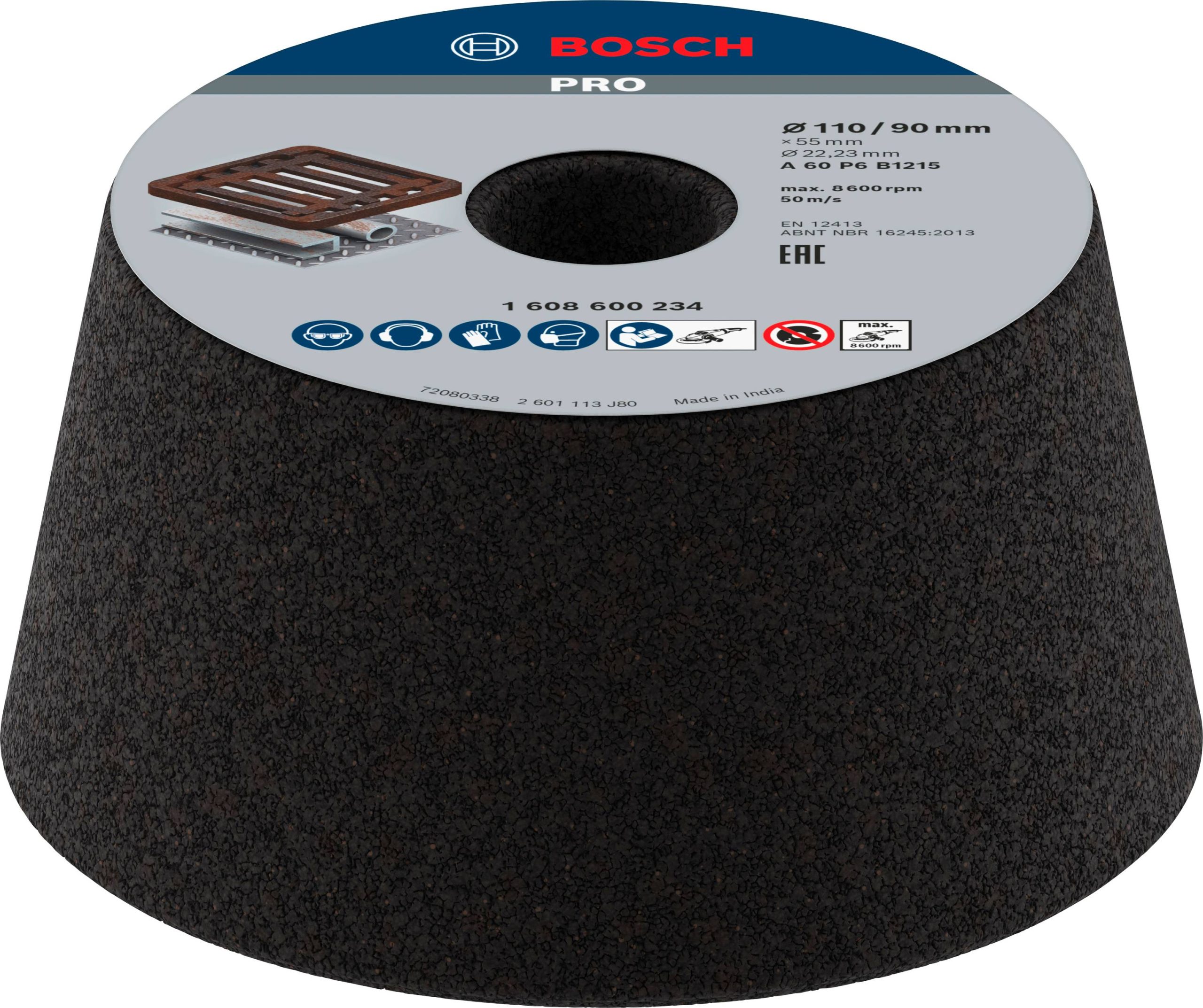 Pokrywa szlifierska, stożkowa - metal/żeliwo 90 mm, 110 mm, 55 mm, 60 Bosch 1608600234 Bosch Power Tools Ø N/A 1 szt. - obrazek 1