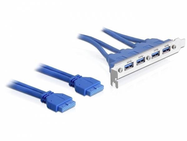 Delock 2 x USB 3.0 19-pin – 4 x USB 3.0-A Zaślepka do komputerów 1 szt.