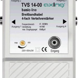 Wzmacniacz + rozdzielacz sygnału telewizyjnego, radiowego AXING TVS 14, 4 wyjścia, DVB-T Wzmacniacz + rozdzielacz sygnału telewizyjnego, radiowego AXING TVS 14, 4 wyjścia, DVB-T
