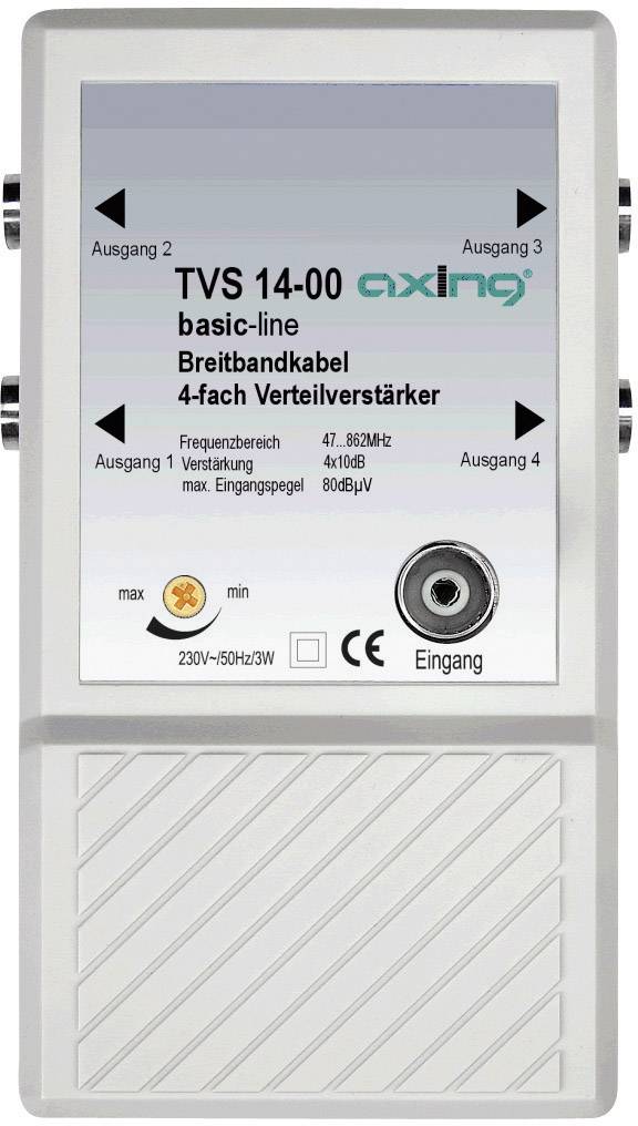 Wzmacniacz + rozdzielacz sygnału telewizyjnego, radiowego AXING TVS 14, 4 wyjścia, DVB-T - obrazek 1