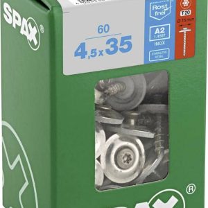 SPAX 4587000450357 Śruba blacharska 4.5 mm 35 mm T-STAR plus stal nierdzewna A2 60 szt. SPAX 4587000450357 Śruba blacharska 4.5 mm 35 mm T-STAR plus stal nierdzewna A2 60 szt.
