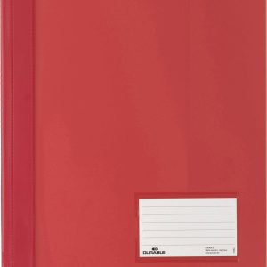 Durable DURALUX 268003 Skoroszyt czerwony DIN A4+ okno opisowe (90 x 57 mm), zabezpieczenie przed rozerwaniem, kieszeń w