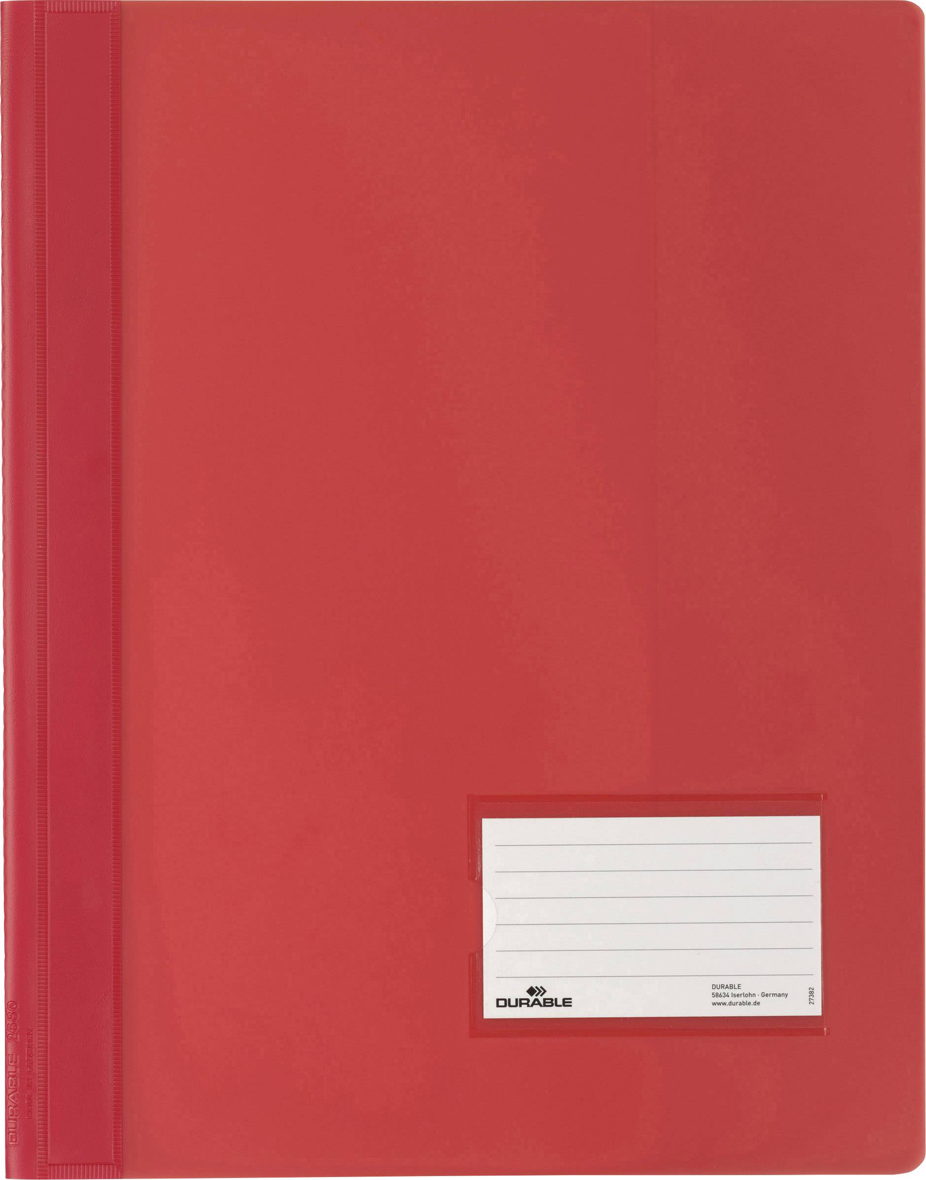 Durable DURALUX 268003 Skoroszyt czerwony DIN A4+ okno opisowe (90 x 57 mm), zabezpieczenie przed rozerwaniem, kieszeń w - obrazek 1