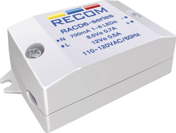 6 W 350 mA 22 V/DC Recom Lighting RACD06-350 Maksymalne napięcie robocze: 264 V/AC