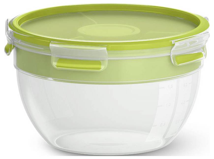 Emsa Clip & Go pudełko na sałatkę 2.6 l tworzywo sztuczne z pokrywką, wodoodporny przeźroczysty, zielony N1071300 - obrazek 1