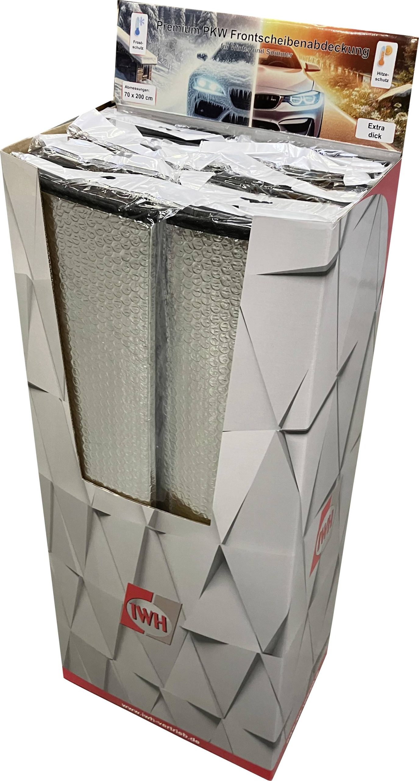 Osłona na szyby zabezpieczenie szyby przedniej i bocznych (D x S x W) 200 cm x 70 cm x 700 mm IWH samochód srebrny - obrazek 1