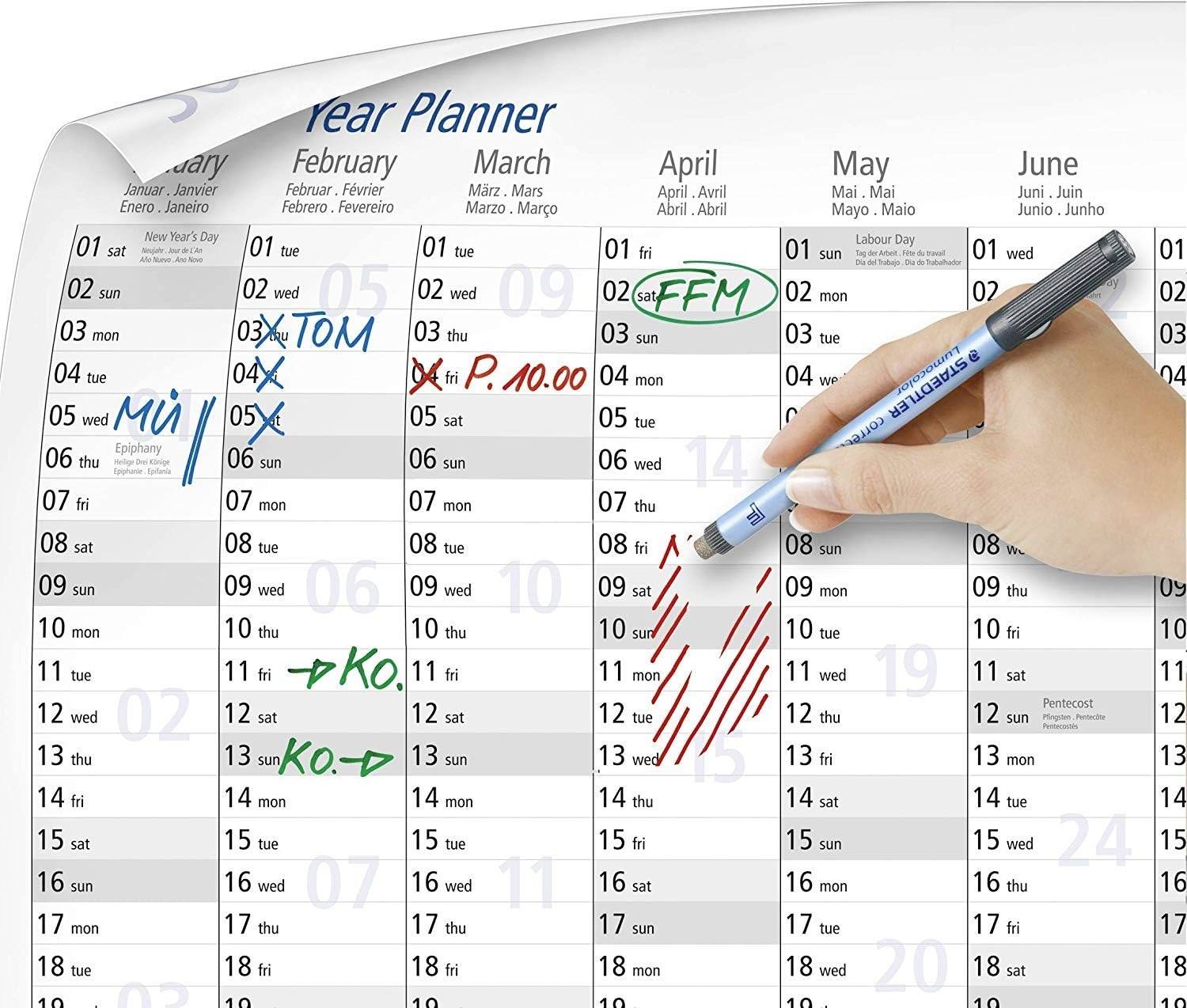 Staedtler Kalendarz ścienny Lumocolor® year planner 641 YP 641 YPA3DE DIN A3 12 miesięcy / 1 strona 1 szt. - obrazek 1