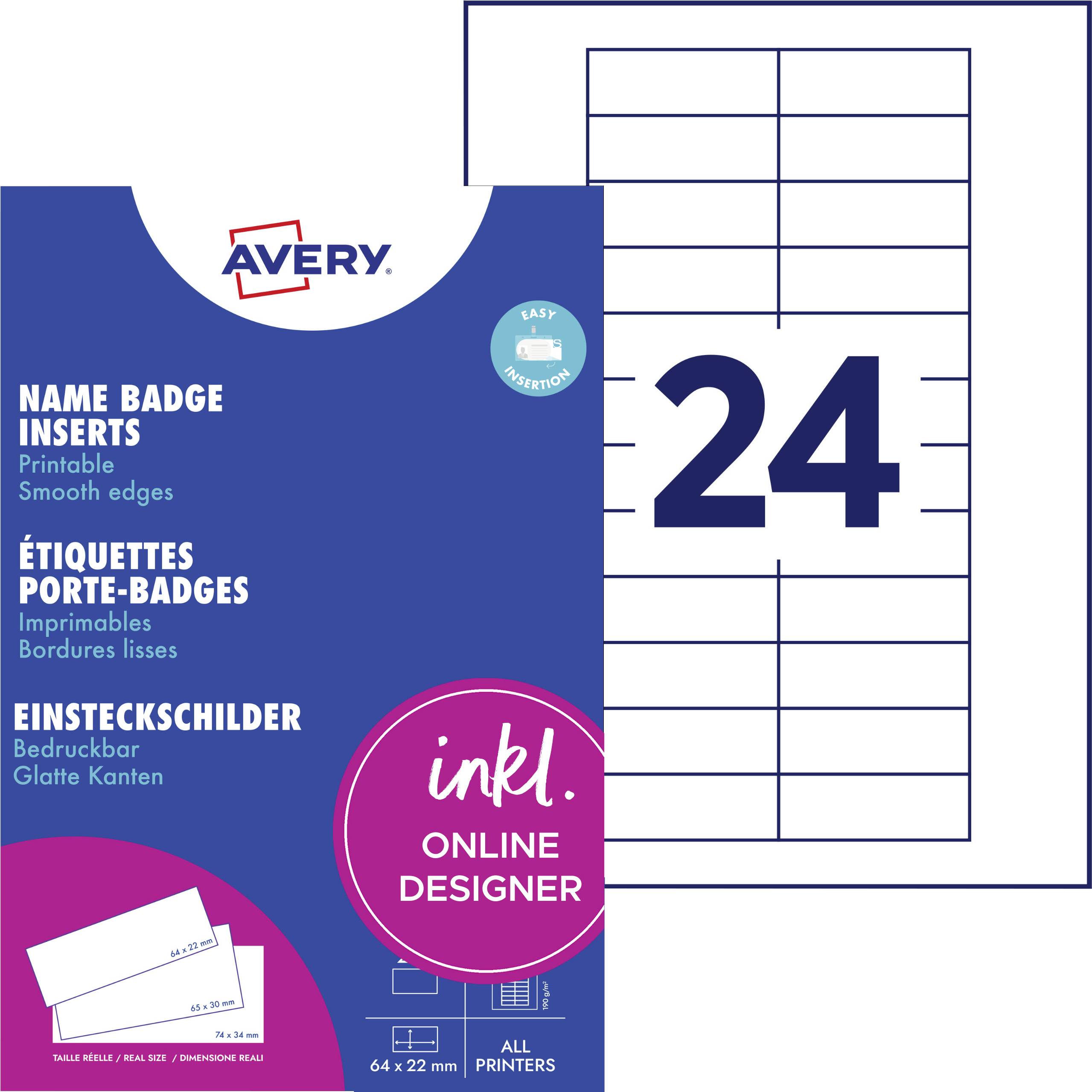 Avery-Zweckform DPC6422A-10 Wkładka etykiety 64 mm x 22 mm biały - obrazek 1